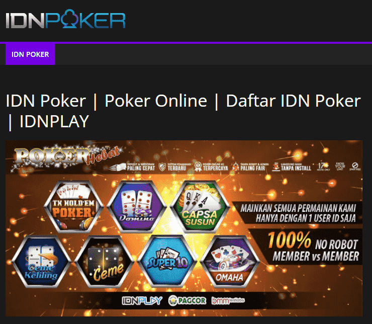 Idn Poker Online Resmi Terbukti Paling Fairplay